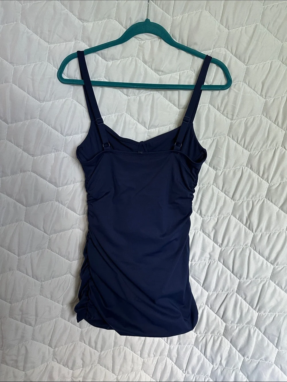 SKIMS Navy Ruched One-Piece Swimsuit with Tank Straps